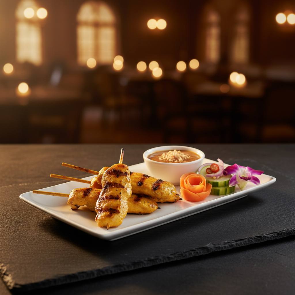 Chicken satay with peanut sauce